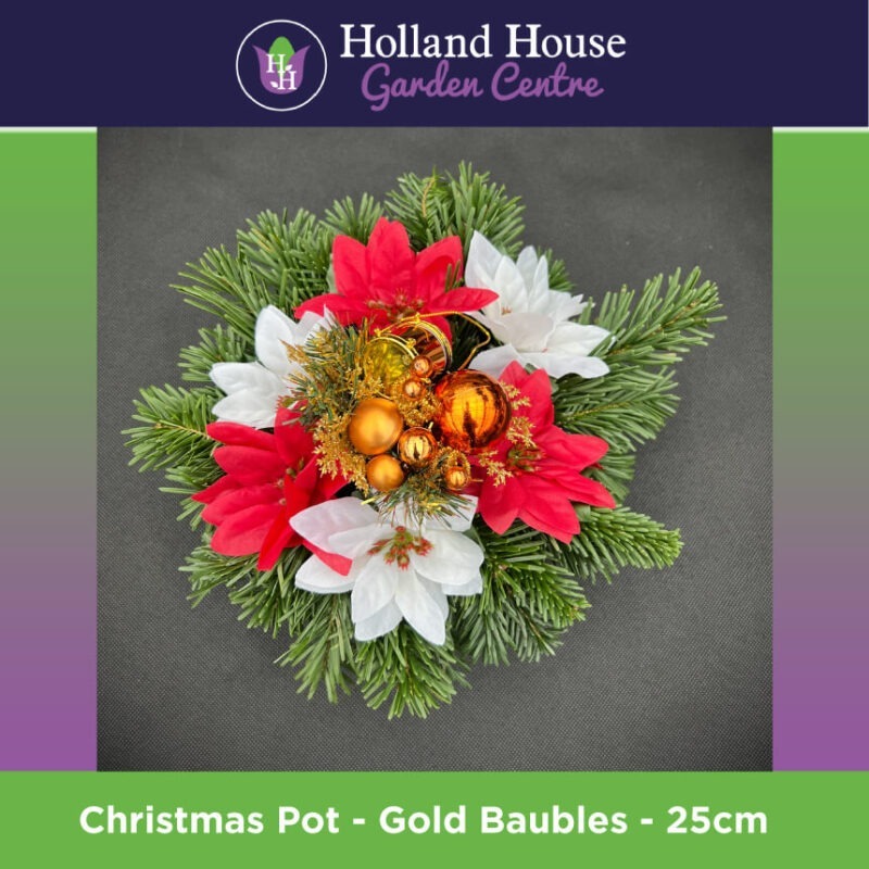 Christmas Pot - Gold-Baubles 25cm